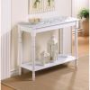 Accent Plus Distressed Look White Carved-Top Table