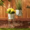 Accent Plus Galvanized Sheet Metal Rustic Plant Stand Set - Hexagon