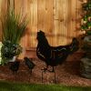 Accent Plus Chicken Family Black Metal Garden Stake Set