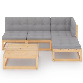 vidaXL 5 Piece Patio Lounge Set with Cushions Solid Pinewood