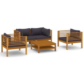 vidaXL 5 Piece Patio Lounge Set with Cushion Solid Acacia Wood