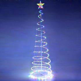 6 Ft Lighted Spiral Christmas Tree Light Multi Color 182 LED Outdoor Yard Decor