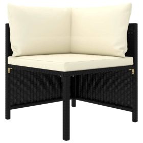 vidaXL 3 Piece Patio Lounge Set with Cushions Poly Rattan Black