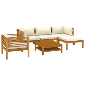 vidaXL 6 Piece Patio Lounge Set with Cream Cushion Solid Acacia Wood