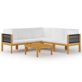 vidaXL 6 Piece Patio Lounge Set with Cushions Cream Solid Acacia Wood