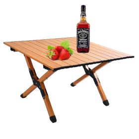 Portable Folding Picnic Table for Camping;  Rollable Aluminum Alloy Table Top with Folding Solid X-shaped Frame and Handbag for Outside Cooking Outdoo (size: 23.60" x 23.60" x 15.00")