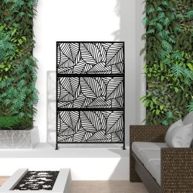 6.5 ft. H x 4 ft. W Patio Laser Cut Metal Privacy Screen, 24"*48"*3 panels (Color: Black, Material: Galvanized steel)