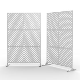 6.5 ft. H x 4 ft. W Outdoor Laser Cut Metal Privacy Screen, 24"*48"*3 panels (Color: White, Material: Galvanized steel)