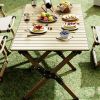 Portable Folding Picnic Table for Camping;  Rollable Aluminum Alloy Table Top with Folding Solid X-shaped Frame and Handbag for Outside Cooking Outdoo